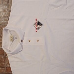 Eddie Bauer polo shirt men's size medium white expedition logo